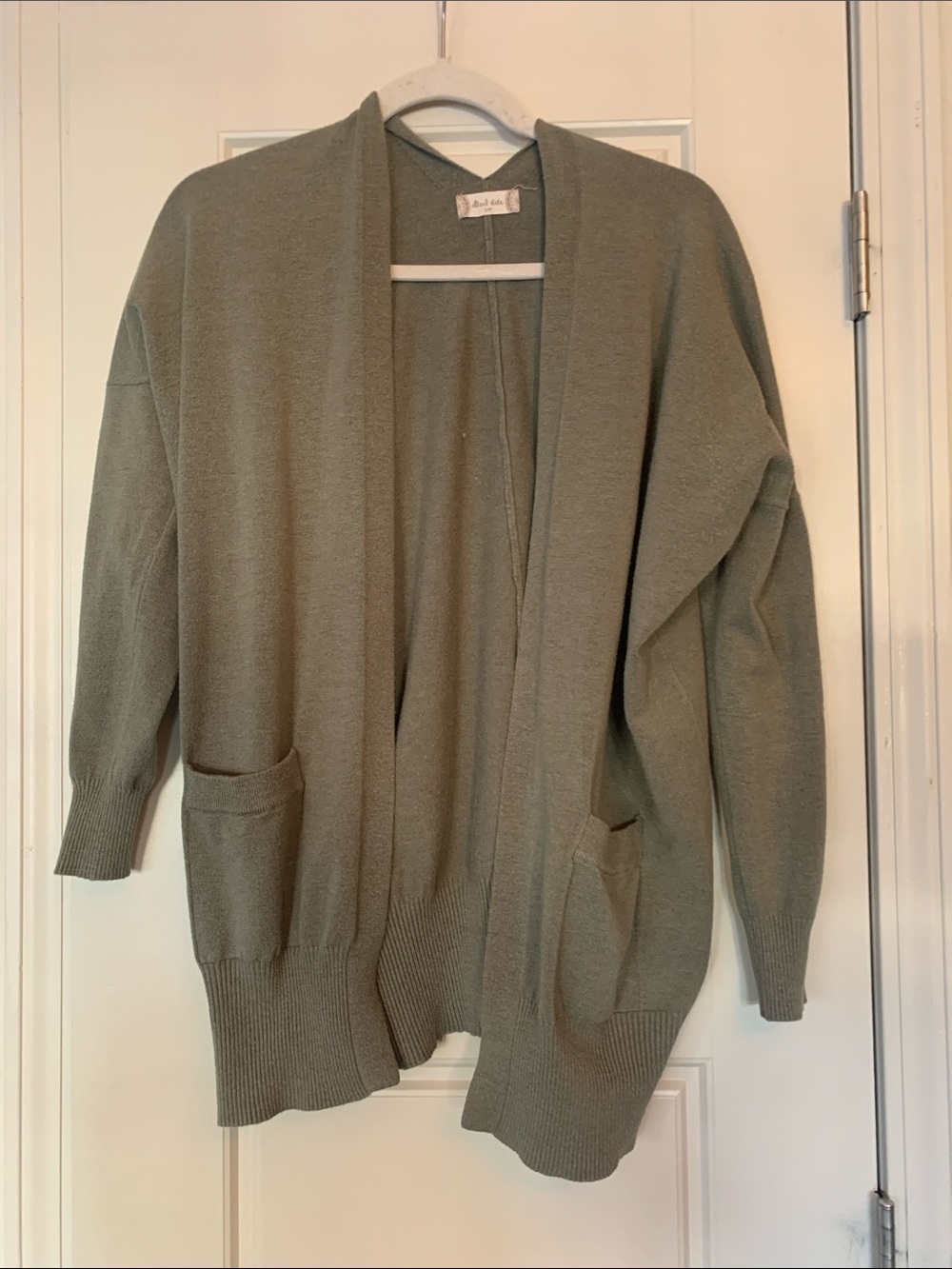 Altar'd State Olive Open-Front Pocket Cardigan